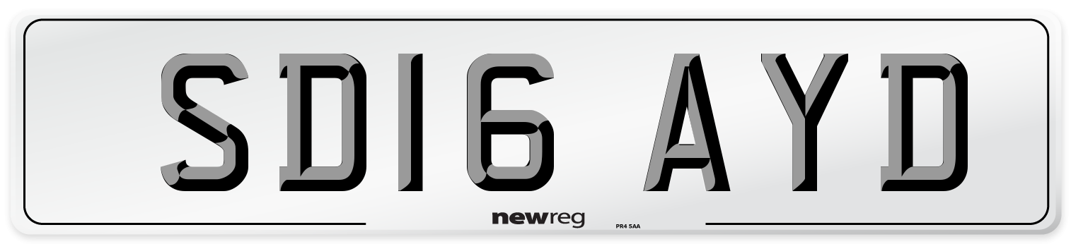 SD16 AYD Number Plate from New Reg